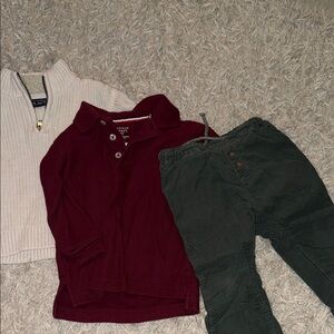 The Children's Place Burgundy and Cream Polo Set